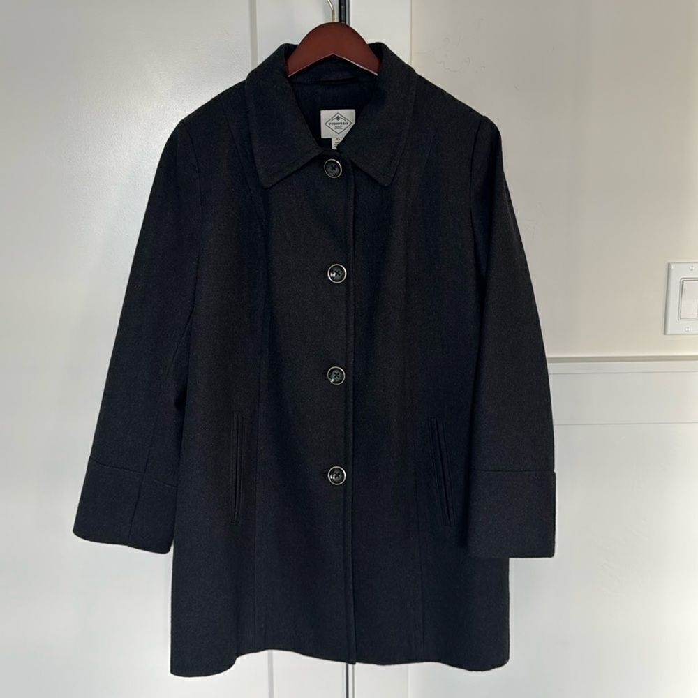 St. John’s Bay Women’s Size XL Charcoal Gray Wool Blend Classic Pea Coat EUC